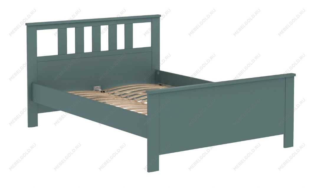 Кровать двуспальная Сага, 140х200 см, темно-бирюзовая