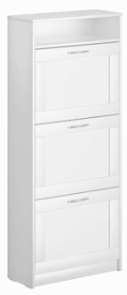 Обувница Сириус с 3 откидными ящиками, 60 х 25 х 143 см, ЛДСП, белая