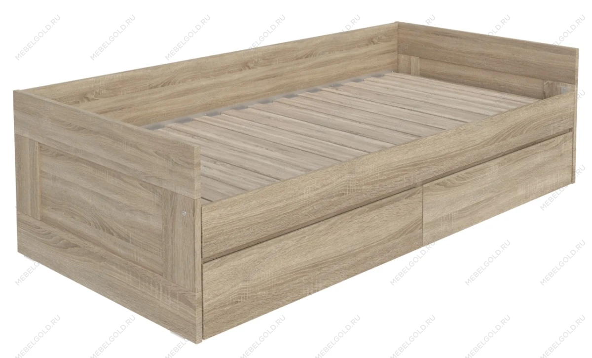 Кровать раздвижная Сириус, с ящиками, 90х200/180х200 см, дуб сонома