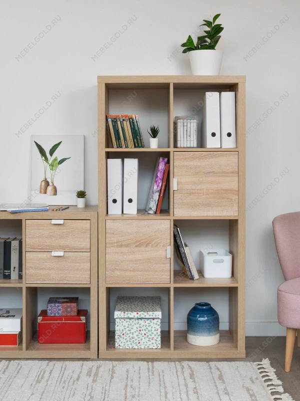 Модуль с дверцей для стеллажа ФОРА, ручка металл, 33х33х37, дуб беленый | изображение 7