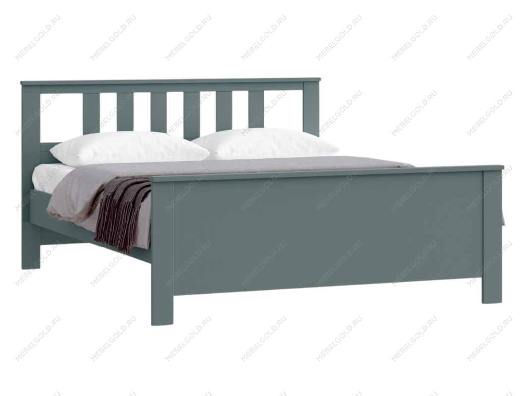 Кровать двуспальная Сага, 160х200 см, темно-бирюзовая