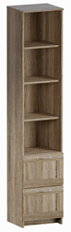 Стеллаж Сириус, 2 ящика, 39х35х190 см, дуб сонома