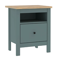 Тумба прикроватная Сага, с доводчиками, 51х41х62 см, темно-бирюзовая/ясень