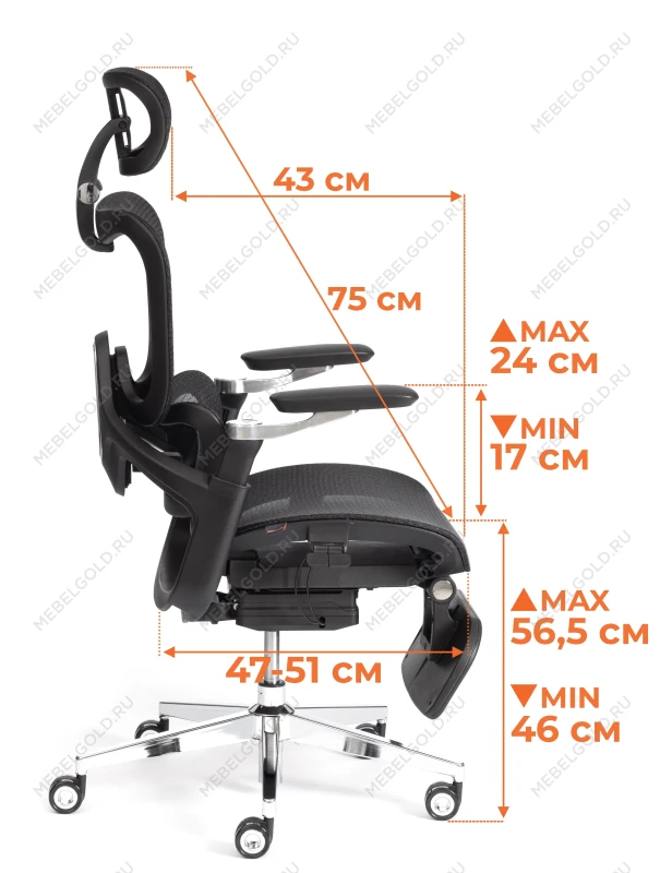 Компьютерное кресло Sakura, сетка, серый | изображение 26