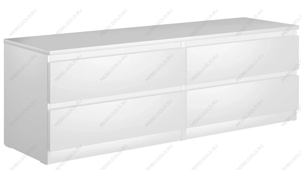 Комод Мальта, 4 ящика, горизонтальный, с доводчиками, 160х48х54 см, белый