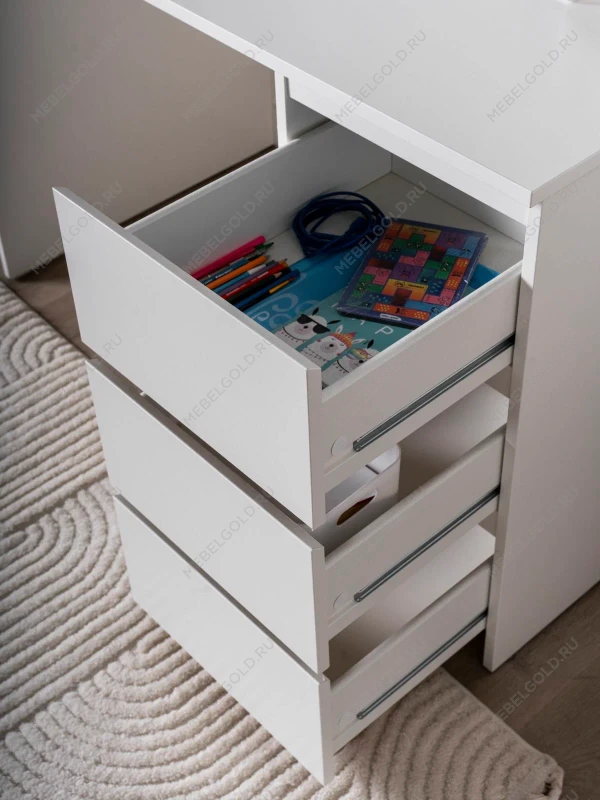 Стол письменный ГУД ЛАКК Кастор, 3 ящика, 116х65х75 см, белый | изображение 5