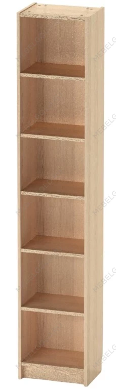 Стеллаж Варма, 6 полок, 38х198х28 см, шпон, дуб беленый