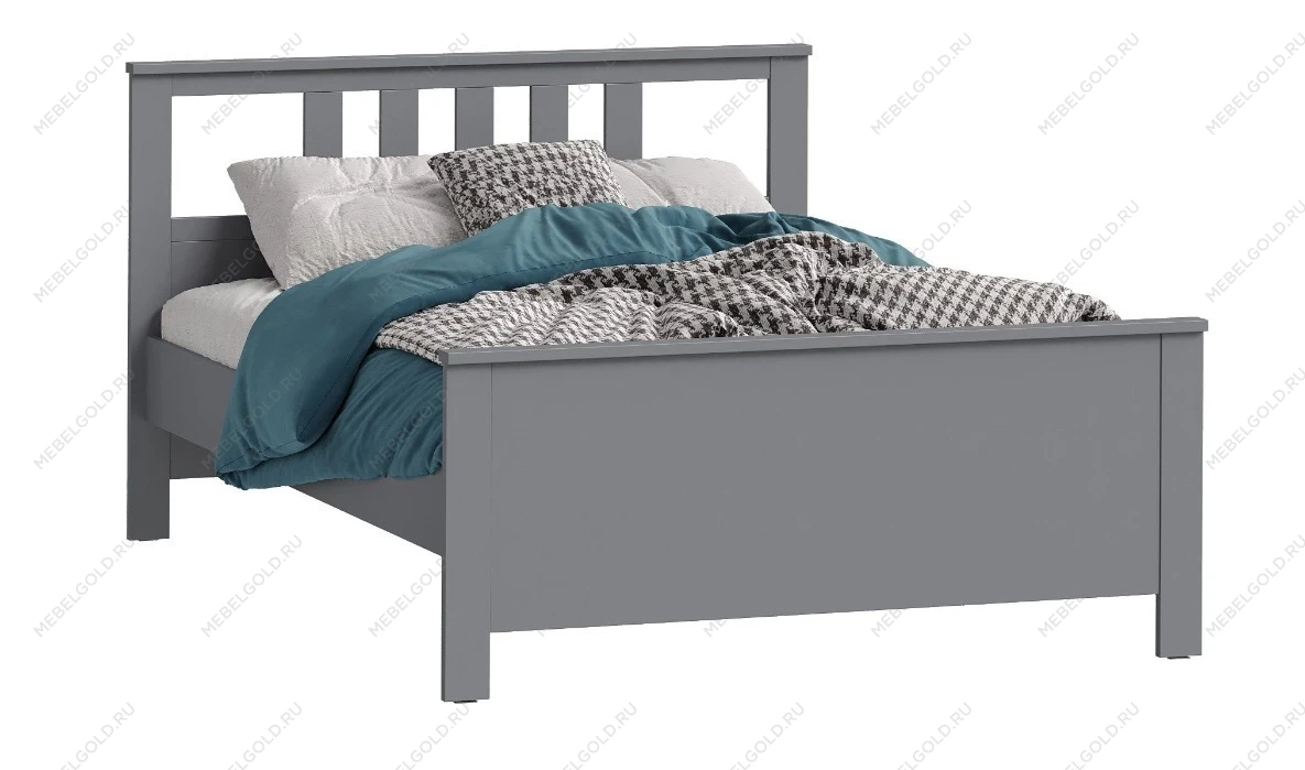 Кровать двуспальная Сага, 140х200 см, серая