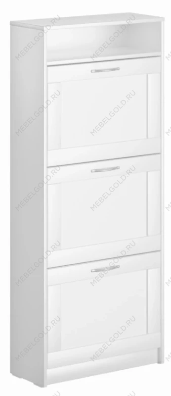 Обувница Сириус с 3 откидными ящиками, 60 х 25 х 143 см, ЛДСП, белая