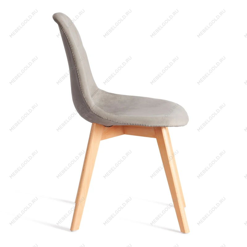 Стул CINDY SOFT (mod. C1021F1-1), велюр/дерево бук, 55 х 48 х 83 см, Светло-серый HLR39 / натуральный | изображение 1