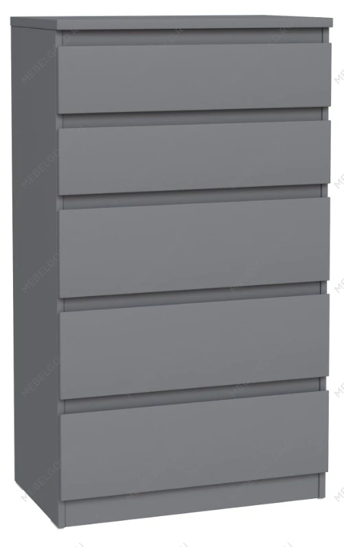 Комод Кастор, 5 ящиков, 65х40х112 см, серый