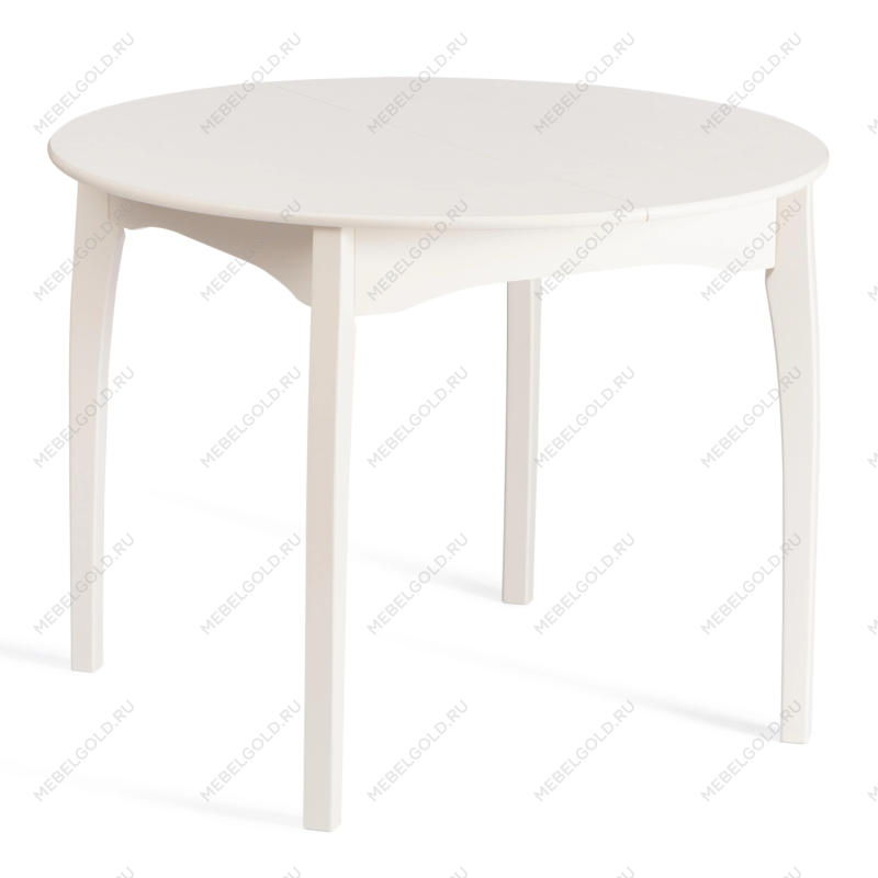 Стол DIAMANTE круглый, бук, мдф, шпон дуба, 100 х 100+30 х 75 см, Ivory white