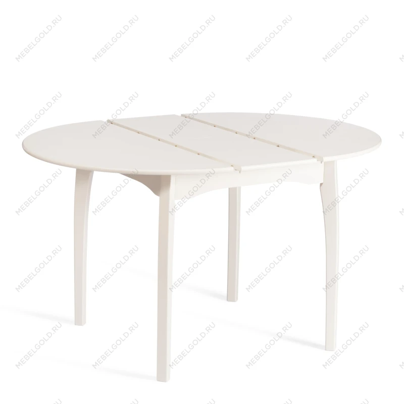 Стол DIAMANTE круглый, бук, мдф, шпон дуба, 100 х 100+30 х 75 см, Ivory white | изображение 3