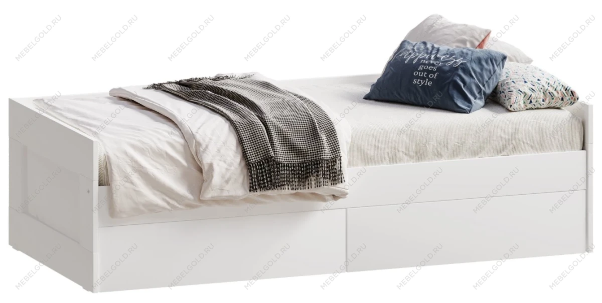Кровать раздвижная Сириус, с ящиками, 90х200/180х200 см, белая
