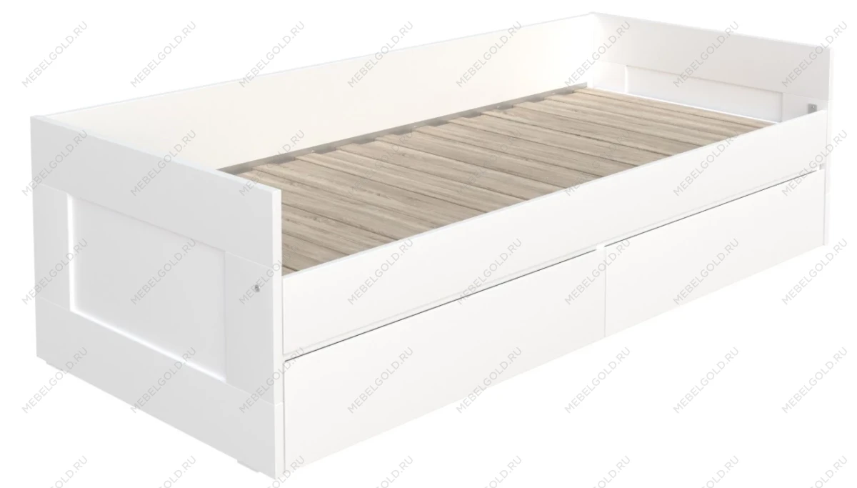 Кровать раздвижная Сириус, с ящиками, 80х200/160х200 см, белая