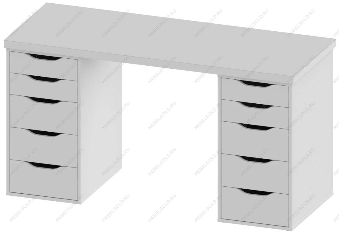 Стол письменный Ингар, 10 ящиков, 140х75х55 см, белый