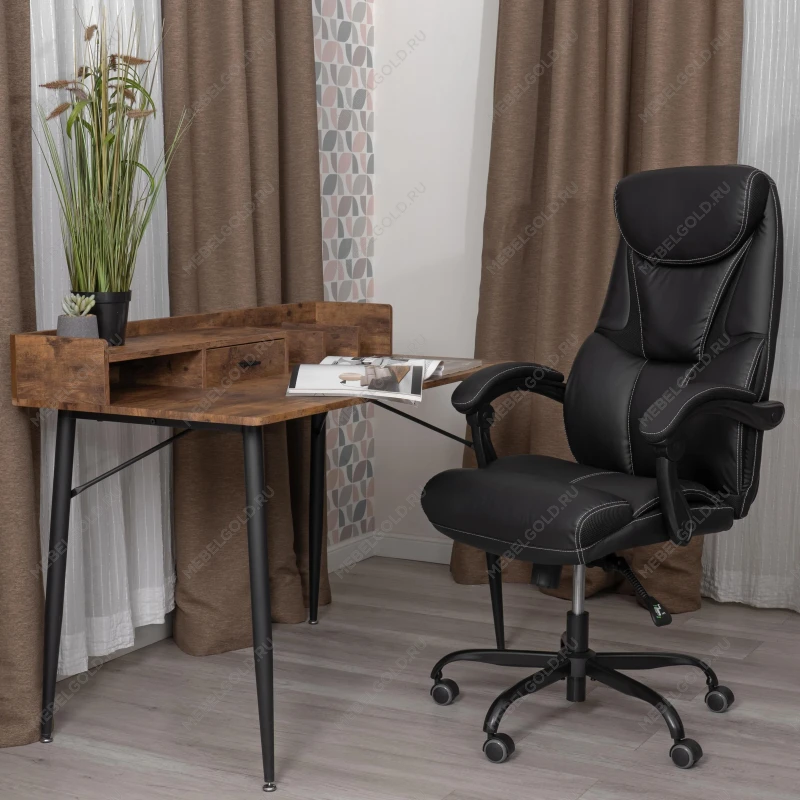 Кресло Cambridge metalBL, кож/зам/ткань, черный/черный, 36-6/11 | изображение 15