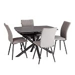 Стол обеденный Winston/Винстон, столешница керамика (матовая) /опоры металл, темно-серый/черный, (120+30+30)x80x75(+1) см | изображение 8