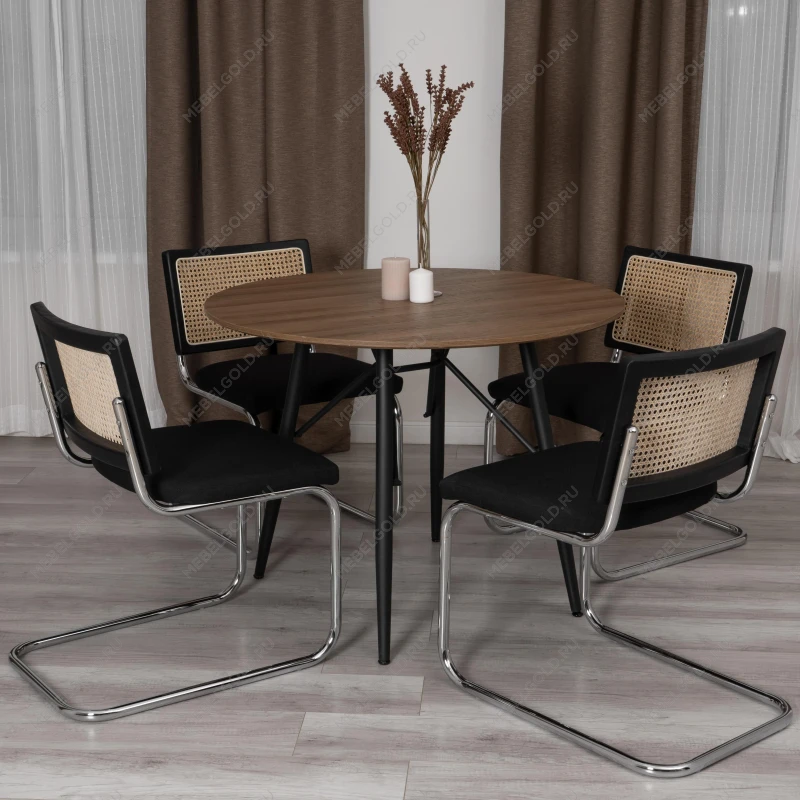 Стул MANI, дерево вяз, ротанг/ткань лен, металлический каркас, черный, 46х46х78 см | изображение 11