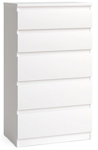 Комод Кастор, 5 ящиков, 65х40х112 см, белый
