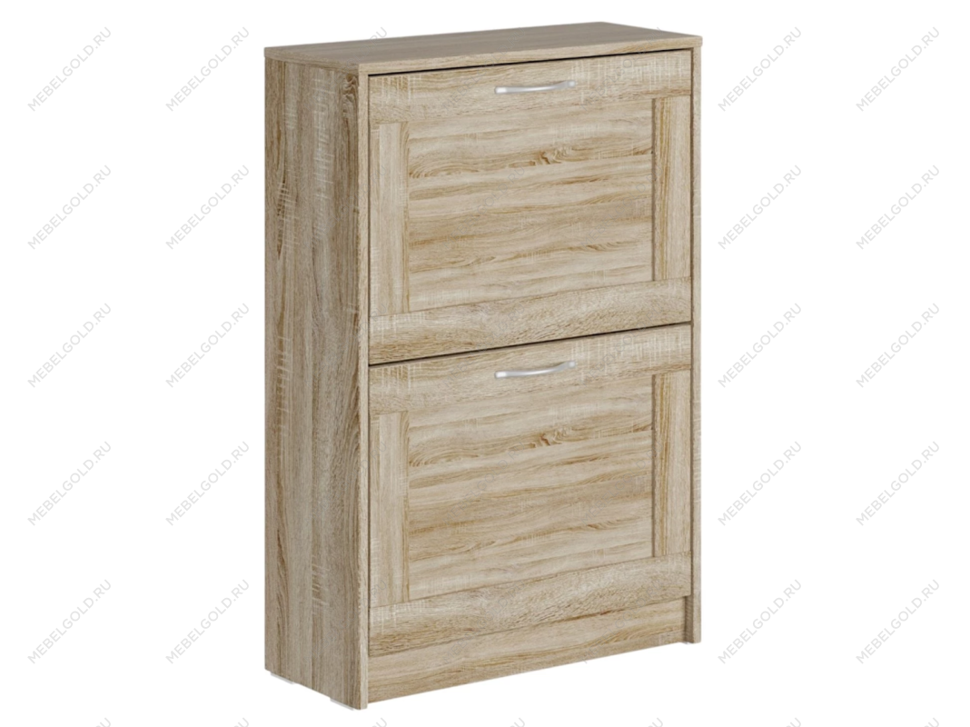 Обувница Сириусс 2 откидными ящиками, 60 х 25 х 89 см, ЛДСП, дуб сонома