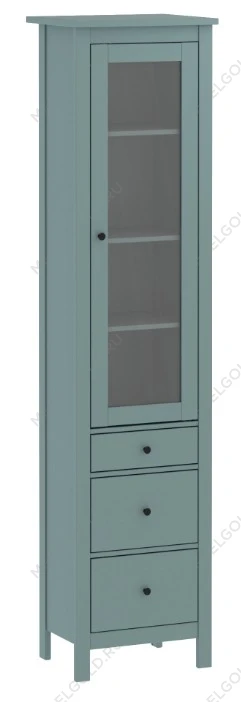 Шкаф с витриной Сага, 50х41х215 см, темно-бирюзовый