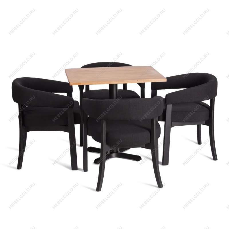 Стул SURTUR, дерево вяз/ткань лен, черный/черный лен, 54х53х74 см | изображение 5