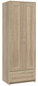 Шкаф Сириус, 2 двери и 1 ящик, 78х59х220 см, дуб сонома
