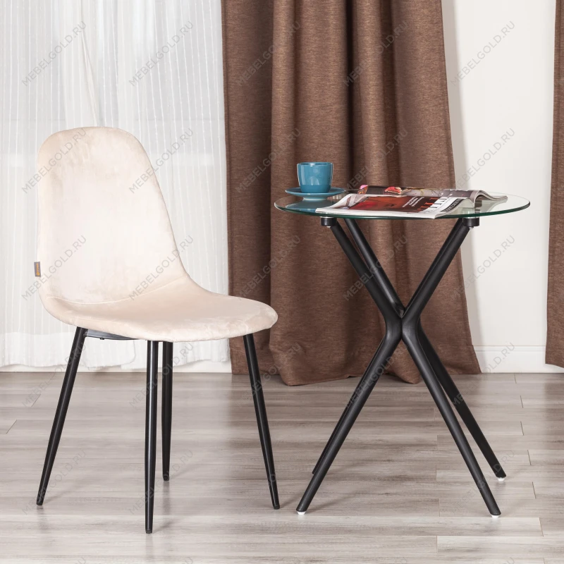 Стул BREEZE (mod. JSC-58), Велюр/металл, 44 х 53 х 86 см, creamy (кремовый) HLR 5 / черный | изображение 9