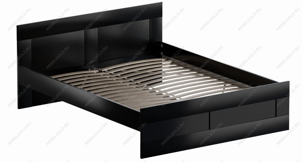 Кровать двуспальная Сириус, 160х200 см, черный, дуб венге