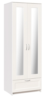 Шкаф Сириус, 2 двери и 1 ящик с зеркалом, 78х59х220 см, белый