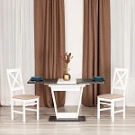 Стол обеденный FOX раздвижной, ЛДСП, 68.6x110-145x75 см, Мрамор черный/Белый | изображение 13