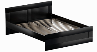 Кровать двуспальная Сириус, 160х200 см, черный, дуб венге