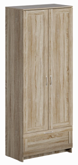 Шкаф Сириус узкий, с выдвижной вешалкой, 2 двери и 1 ящик, 78х41х190 см, дуб сонома