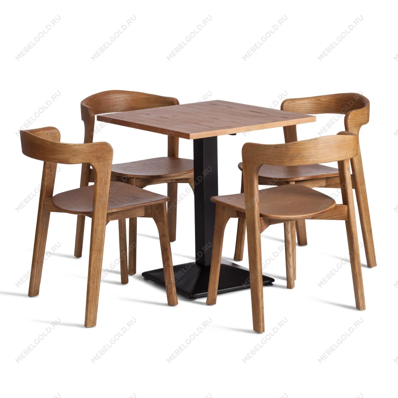 Стол RAGNAROK, дерево вяз/железная опора, 70х70х76 см, груша №3/черная опора | изображение 2