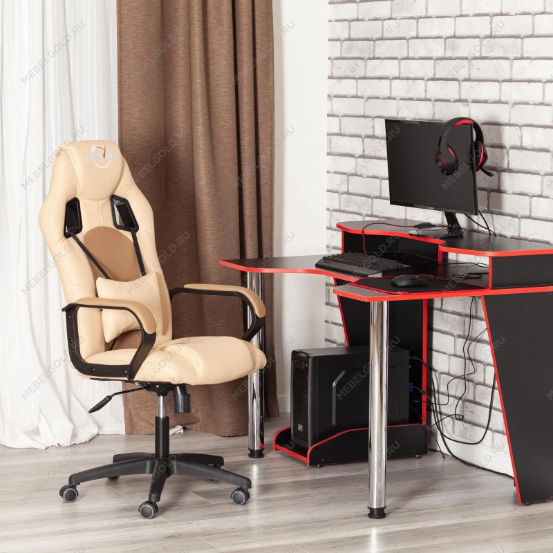 Кресло DRIVER (22), кож/зам/ткань, бежевый/бронза, 36-34/TW-21 | изображение 18