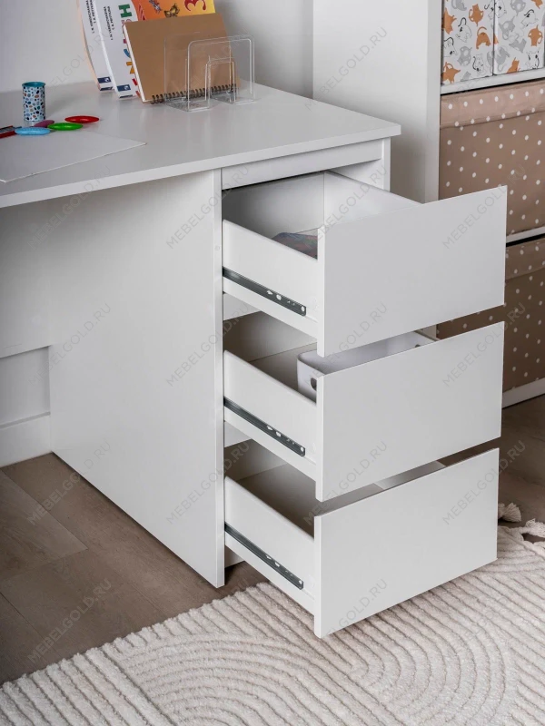 Стол письменный ГУД ЛАКК Кастор, 3 ящика, 116х65х75 см, белый | изображение 4