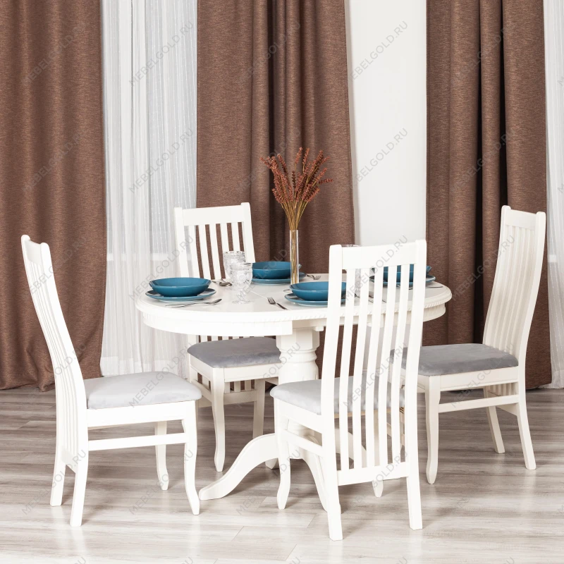 Стол STEFANO круглый, бук, мдф, D90+30x77см, Ivory white | изображение 13