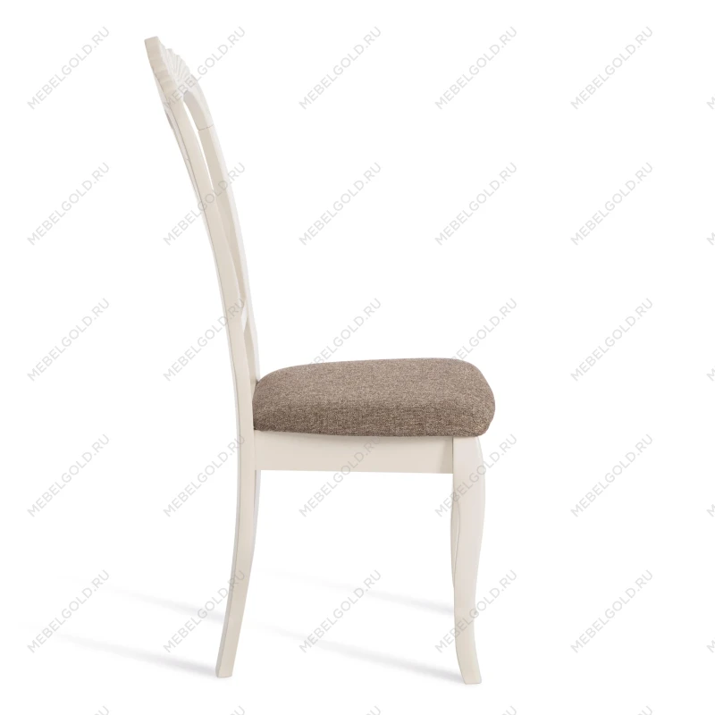 Стул -Андромеда/Andromeda, дерево гевея, 47х55,5х107 см, Ivory white, ткань коричневая S168-7 | изображение 1