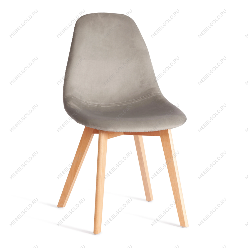 Стул CINDY SOFT (mod. C1021F1-1), велюр/дерево бук, 55 х 48 х 83 см, Светло-серый HLR39 / натуральный