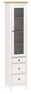 Шкаф с витриной Сага, 50х41х215 см, белый/ясень